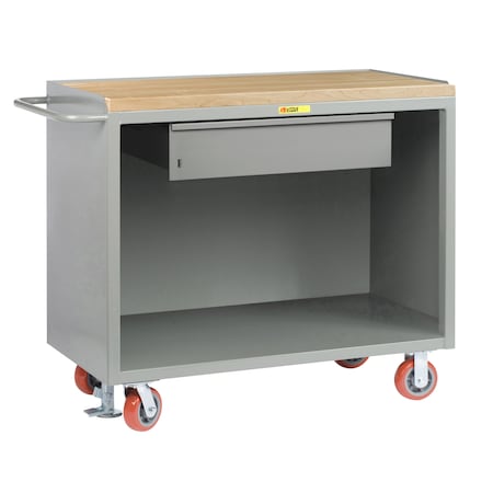 Little Giant Mobile Bench Cabinets, 36"W, Heavy-Duty Drawer, 1-3/4" Butcher Block MJ-2436-HDFL